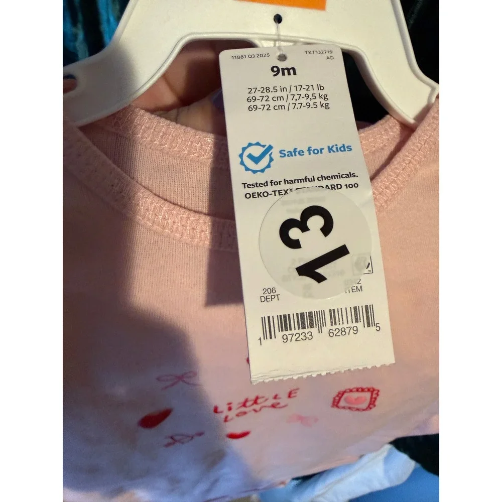 Carters Just One You Baby Girls Pink Little Love Heart Bodysuit Ruffle Pants Set